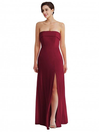 Cheap Cuffed Strapless Maxi Formal Bridesmaid Dress with Front Slit Sydney