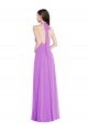 Cheap Halter Backless Maxi Formal Bridesmaid Dress with Button Ruffle Placket Sydney