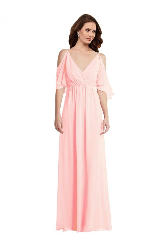 Cheap Cold Shoulder Draped Wrap Maxi Bridesmaid Dress Sydney
