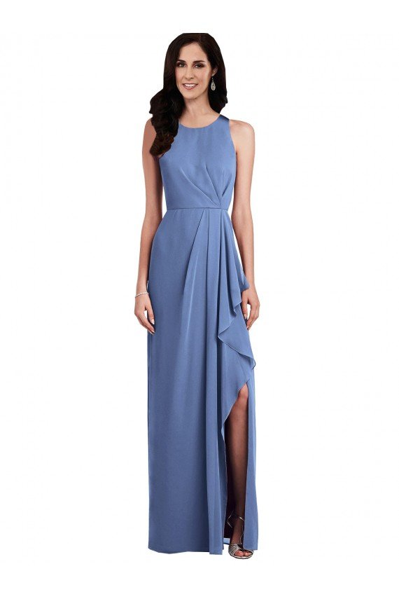 Cheap Sleeveless Chiffon Bridesmaid Dress with Draped Front Slit Sydney