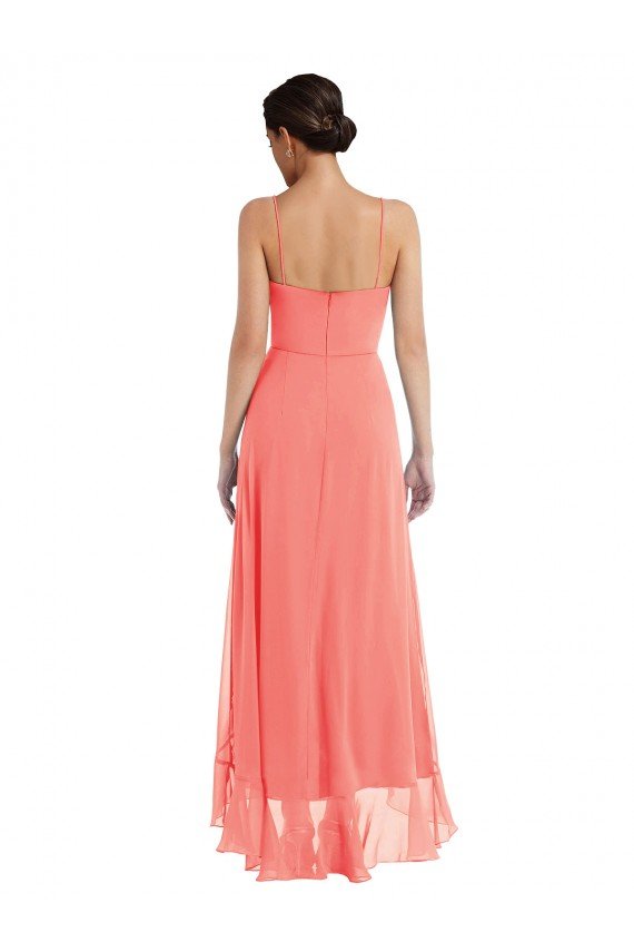 Cheap Scoop Neck Ruffle Trimmed High Low Maxi Bridesmaid Dress Sydney