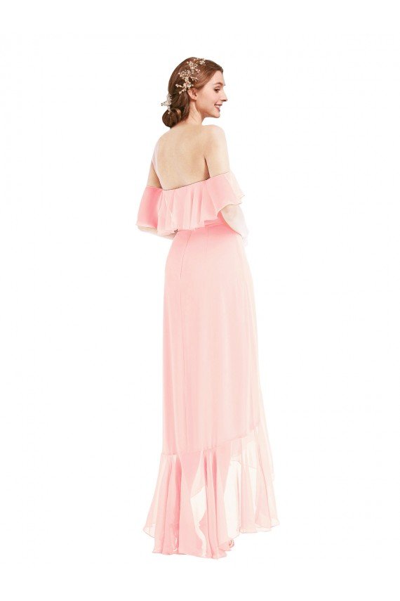 Cheap Off the Shoulder Ruffled High Low Maxi Bridesmaid Dress Sydney