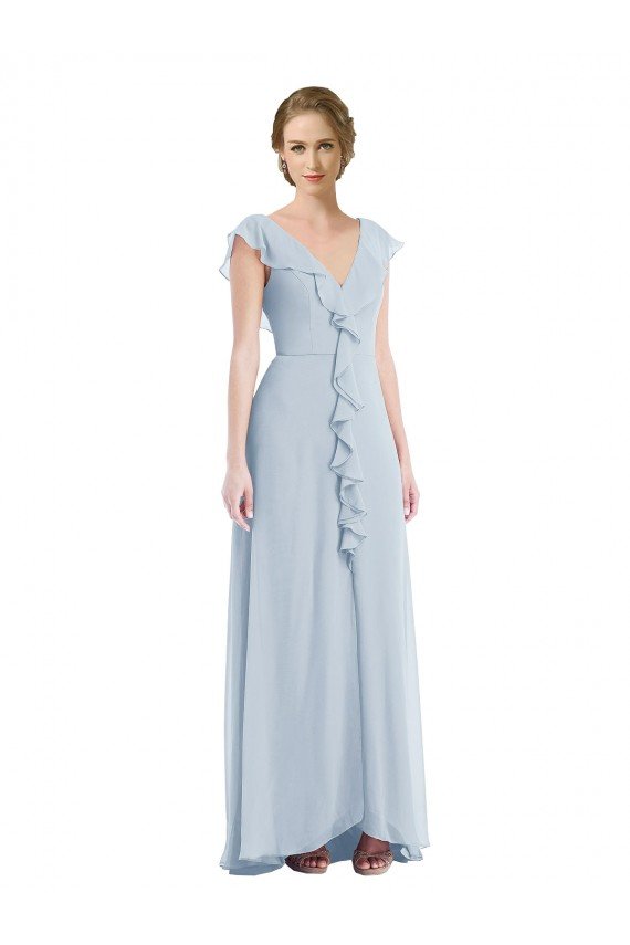 Cheap Ruffle Trimmed V Back Chiffon Maxi Bridesmaid Dress Sydney