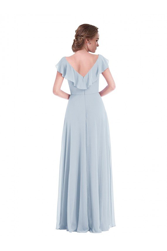 Cheap Ruffle Trimmed V Back Chiffon Maxi Bridesmaid Dress Sydney