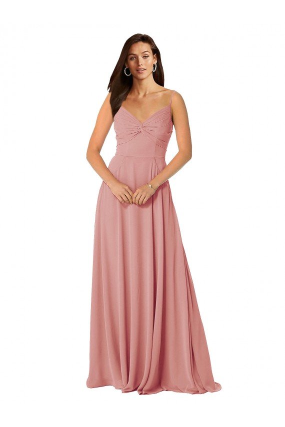 Cheap Twist-Knot V-Neck Long Chiffon Bridesmaid Dress Sydney