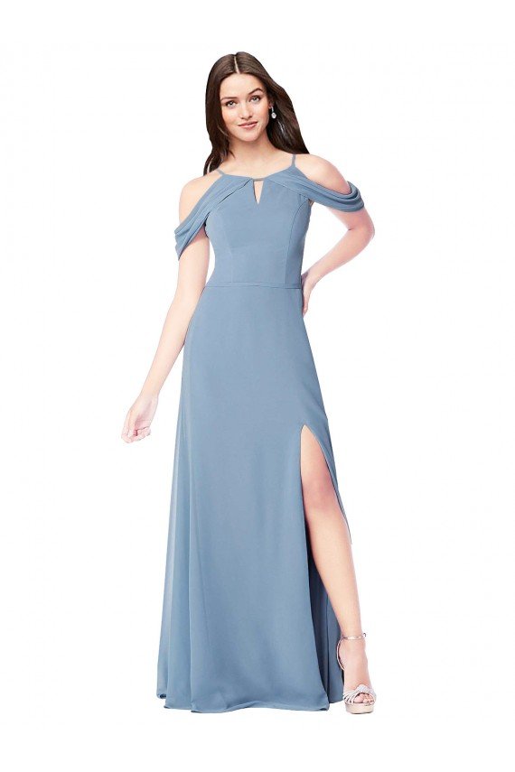 Cheap High Neck Chiffon Bridesmaid Dress with Draped Sleeves Sydney
