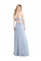 Cheap Halter Neck Long Chiffon Bridesmaid Dress with Strappy Back and Daring Side Slit Sydney