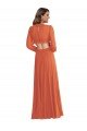 Cheap High Low Ruffled Long Chiffon Cutout Bishop Sleeves Maxi Bridesmaid Dress Sydney