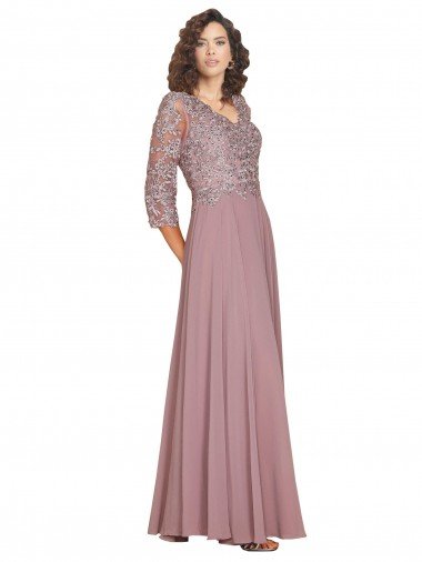 Cheap Hand-Beaded Bodice V-Neckline Long Sleeves Chiffon Bridesmaid Dress / Prom Dress Sydney