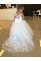 Cheap Champagne Ball Gown Sweetheart Chapel Train Sleeveless Flower Girl Dress Sydney