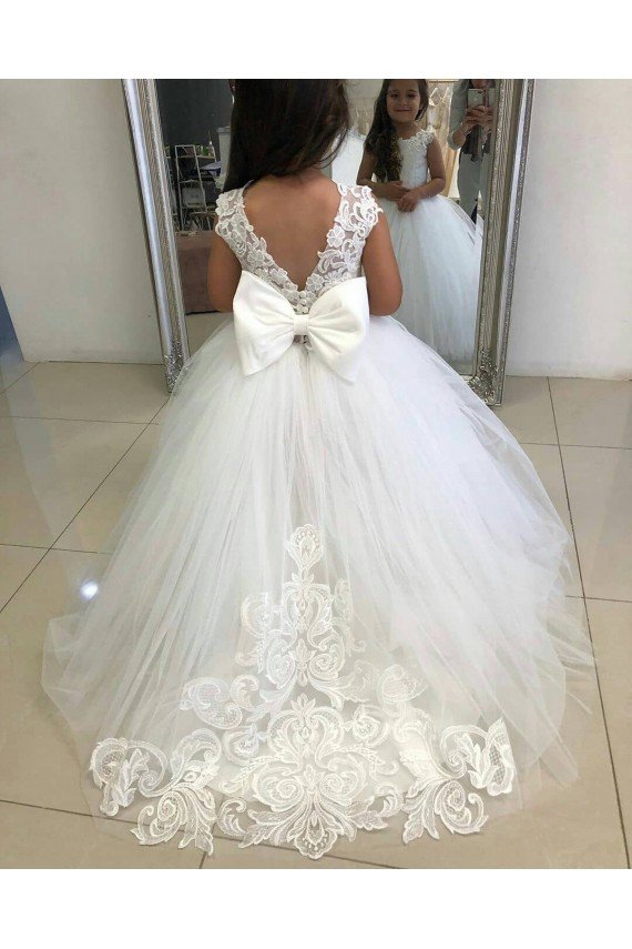 Cheap Ivory Ball Gown Chapel Train Sleeveless Flower Girl Dress Sydney
