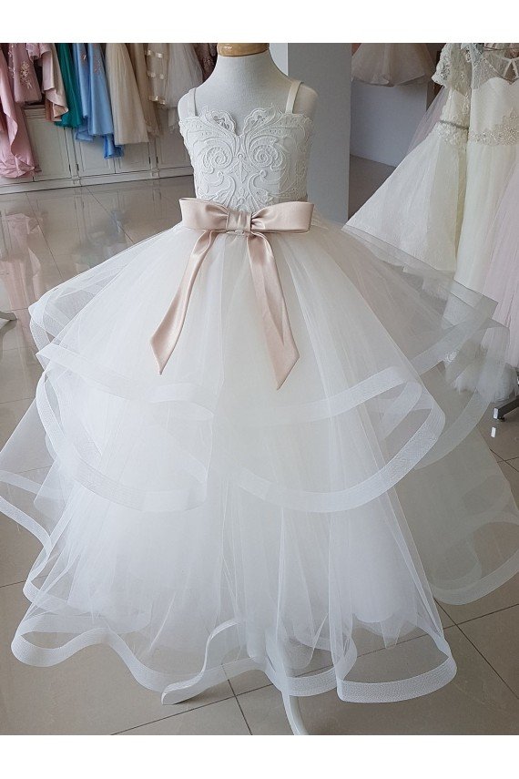 Cheap Ivory Ball Gown High Neck Floor Length Flower Girl Dress Sydney