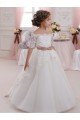 Cheap Ivory Ball Gown High Neck Floor Length Short Sleeve Flower Girl Dress Sydney