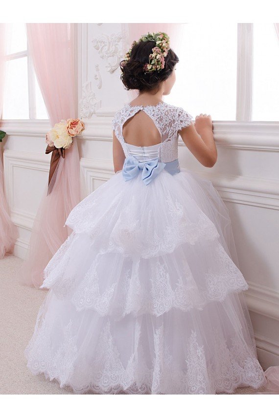 Cheap Ivory Ball Gown Sweetheart Chapel Train Cap Sleeve Flower Girl Dress Sydney