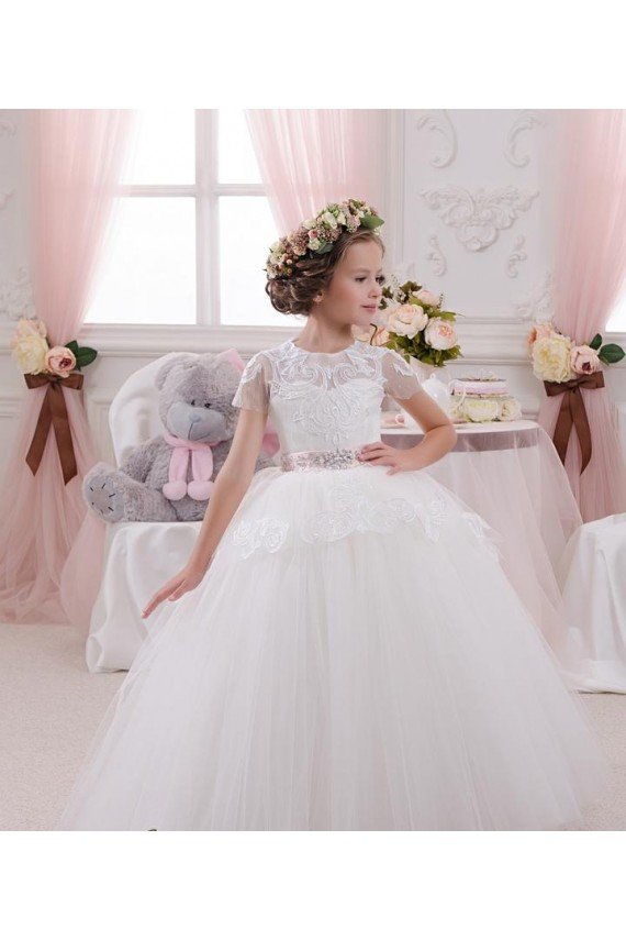 Cheap Ivory Ball Gown Sweetheart Sleeveless Long Flower Girl Dress Sydney