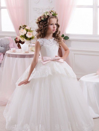 Cheap Ivory Ball Gown Sweetheart V-Back Sleeveless Flower Girl Dress Sydney