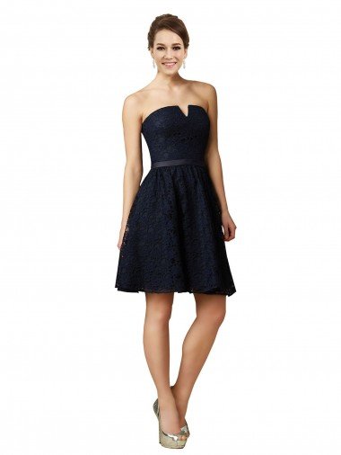 Cheap Classic Knee Length Lace Bridesmaid Dress / Cocktail Dress with Notched Neckline Sydney