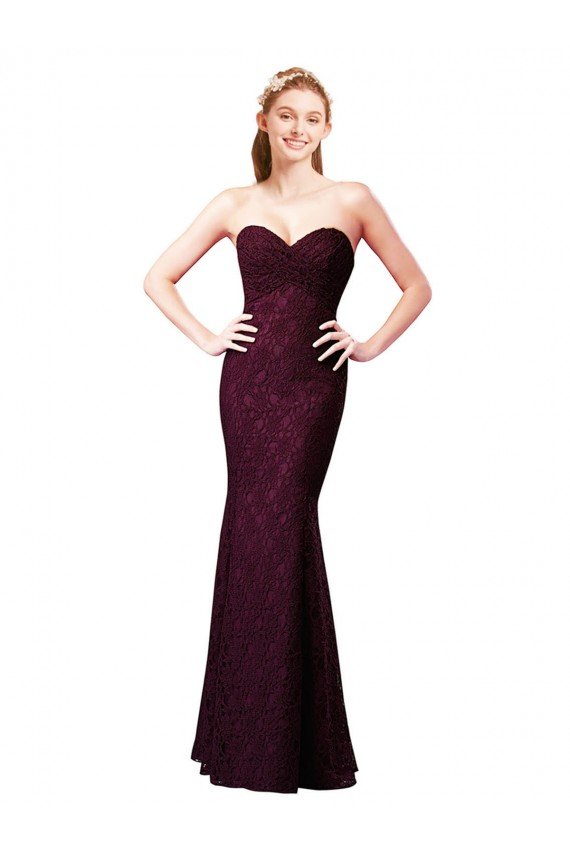 Cheap Fitted Long Lace Bridesmaid Dress with Sweetheart Neckline Sydney