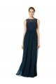 Cheap Long Chiffon Bridesmaid Dress with Lace Sleeveless Bodice and Keyhole Back Sydney