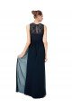 Cheap Long Chiffon Bridesmaid Dress with Lace Sleeveless Bodice and Keyhole Back Sydney