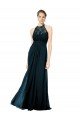 Cheap Lace Halter Bodice Long Chiffon Bridesmaid Dress Sydney