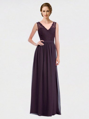 Cheap V-Neck Bridesmaid Dress with Corded Lace Bodice Sydney