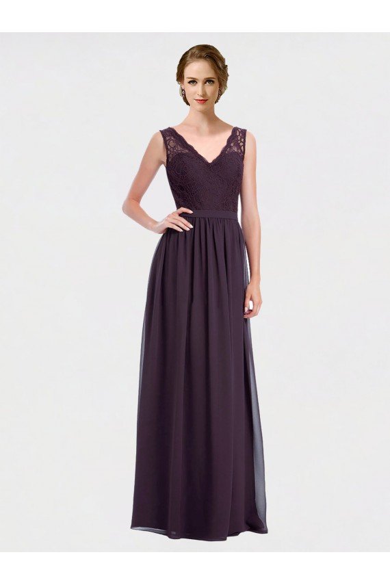 Cheap V-Neck Bridesmaid Dress with Corded Lace Bodice Sydney