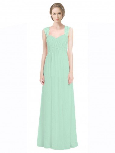 Cheap Sweetheart Chiffon Bridesmaid Dress with Lace Straps and Keyhole Back Sydney
