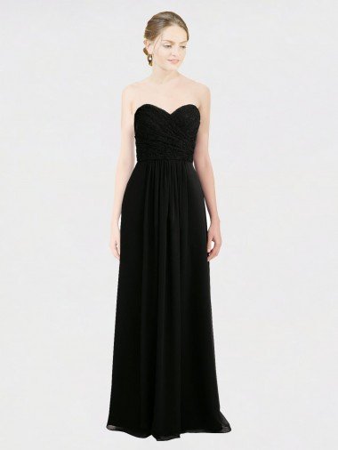 Cheap Long Strapless Lace Bodice Bridesmaid Dress with Sweetheart Neckline and Criss-Cross Pleats Sydney