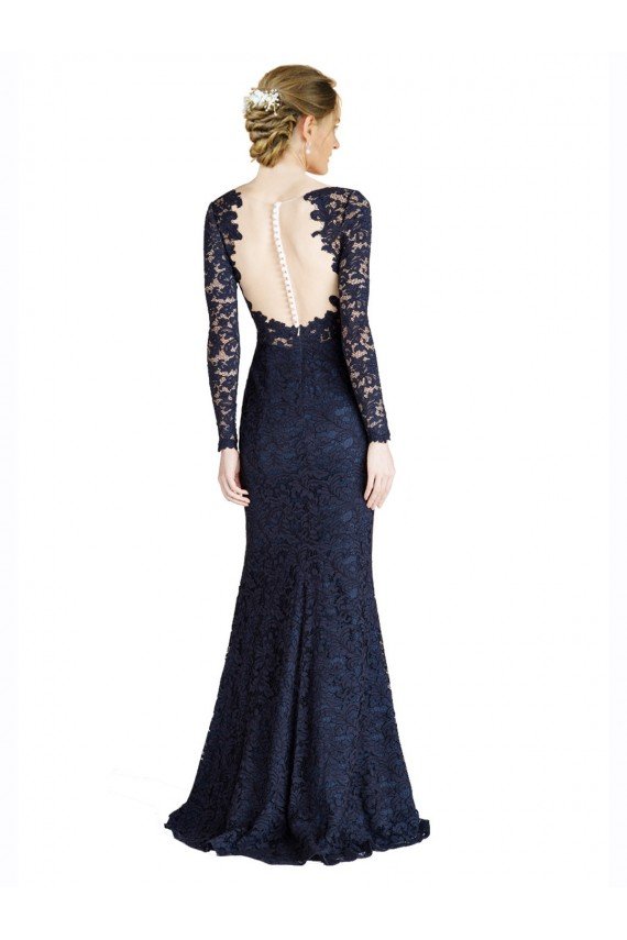 Cheap Illusion Long Sleeves Lace Bridesmaid Dress / Prom Dress with Sheer Keyhole Back Sydney