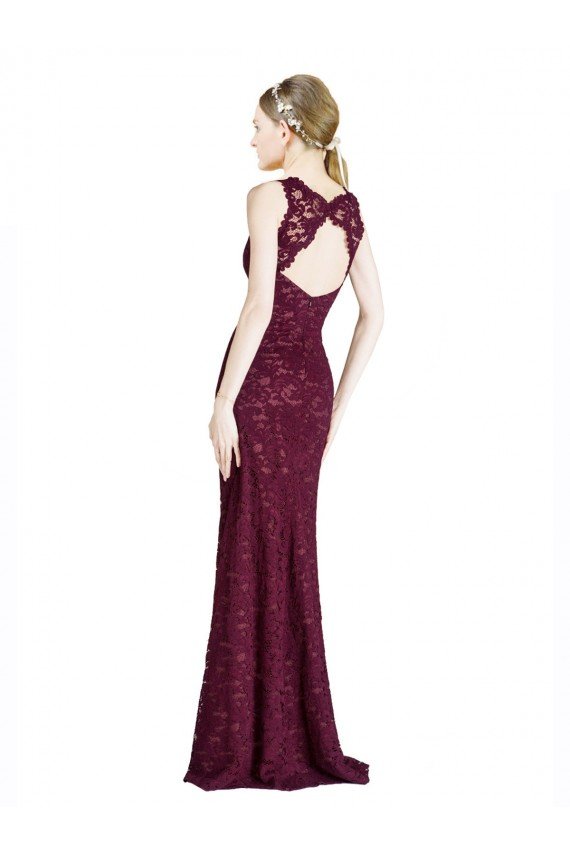 Cheap Long Lace Bridesmaid Dress / Prom Dress with Peekaboo Bodice and Keyhole Back Sydney