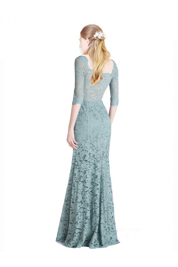 Cheap Half Sleeves Pleated Lace Bridesmaid Dress / Prom Dress with Wrap-Around Portrait Neckline Sydney