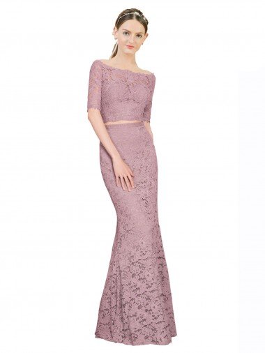 Cheap Short Sleeves Crop Top Mermaid Lace Bridesmaid Dress / Prom Dress Sydney