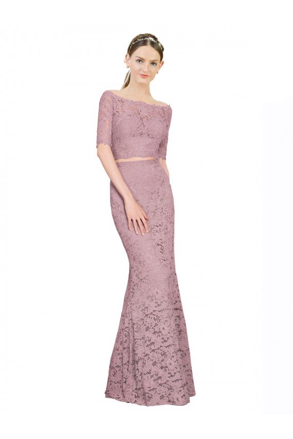 Cheap Short Sleeves Crop Top Mermaid Lace Bridesmaid Dress / Prom Dress Sydney