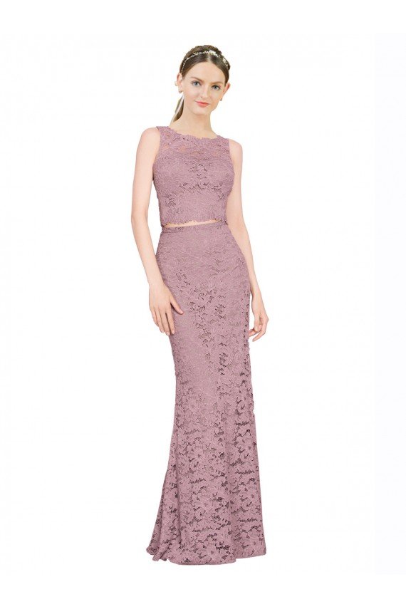 Cheap Sleeveless Crop Top High Neck Mermaid Lace Bridesmaid Dress / Prom Dress Sydney