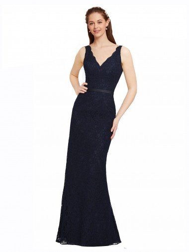 Cheap Lace Bridesmaid Dress with Satin Waistband and Open Back Sydney