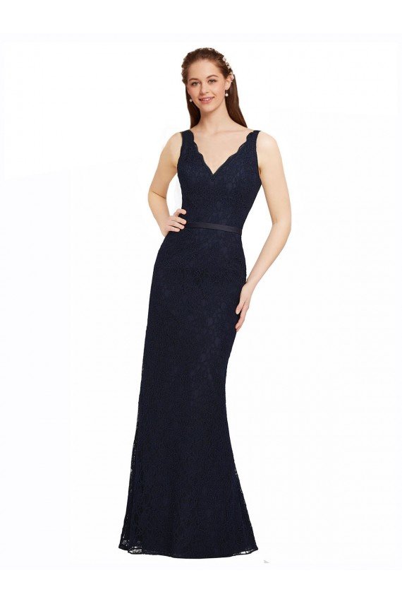 Cheap Lace Bridesmaid Dress with Satin Waistband and Open Back Sydney