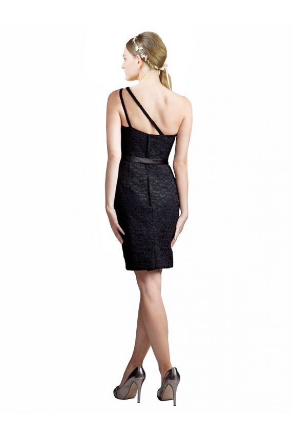 Cheap One Shoulder Short Lace Cocktail Bridesmaid Dress with Satin Waistband Sydney