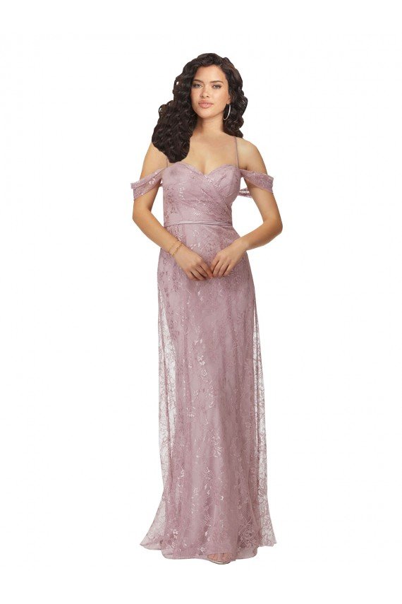 Cheap Sweetheart Chantilly Lace Bridesmaid Dress with Off the Shoulder Sleeves Sydney
