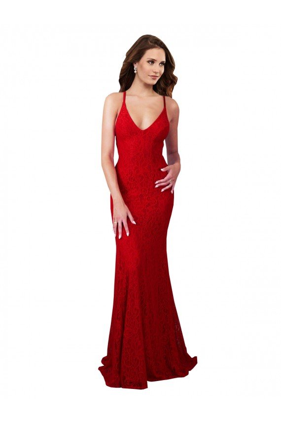 Cheap Low Back V-Neckline Floor Length Formal Lace Bridesmaid Dress / Prom Dress Sydney