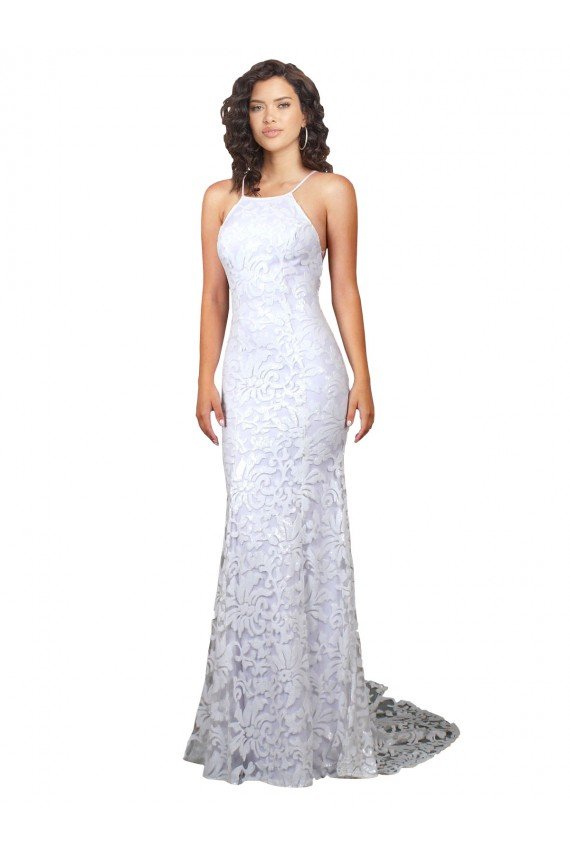Cheap Mermaid Fitted High Neck Low Back Fishtail Wedding Dress Sydney