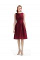 Cheap Short Midi Length Satin Cocktail Bridesmaid Dress with Bateau Neckline and V-Back Sydney