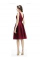 Cheap Short Midi Length Satin Cocktail Bridesmaid Dress with Bateau Neckline and V-Back Sydney