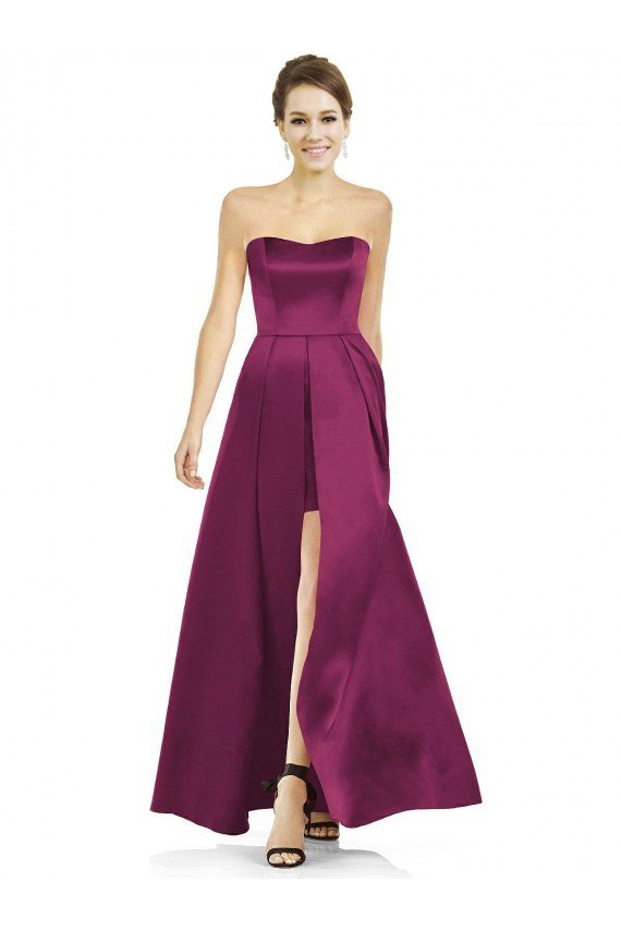 Cheap Full Length Strapless Long Satin Bridesmaid Dress with Sweetheart Neckline Sydney