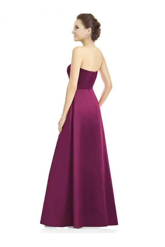 Cheap Full Length Strapless Long Satin Bridesmaid Dress with Sweetheart Neckline Sydney