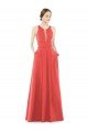 Cheap Sheer V-Neck Tulle Illusion Long Satin Bridesmaid Dress Sydney