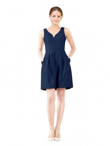 Cheap V-Neck A-Line Satin Cocktail Bridesmaid Dress with Pockets Sydney