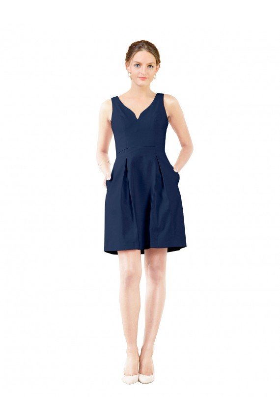 Cheap V-Neck A-Line Satin Cocktail Bridesmaid Dress with Pockets Sydney