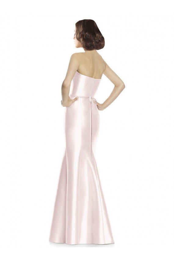 Cheap Long Sweetheart Satin Bridesmaid Dress with Slim Beaded Sash Sydney