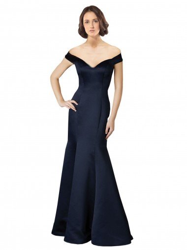Cheap Fit and Flare Satin Bridesmaid Dress / Prom Dress with Off the Shoulder Neckline Sydney